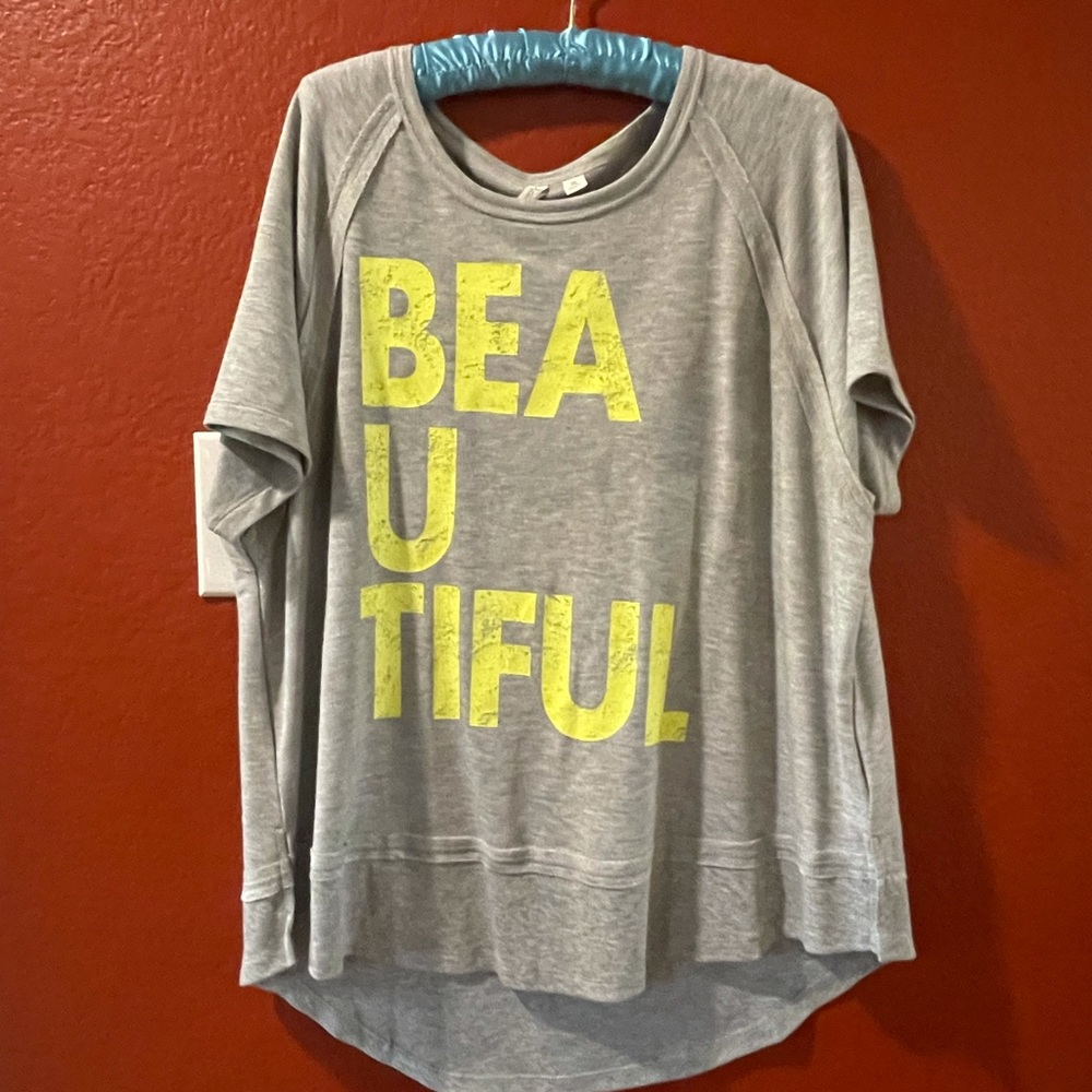 Gray inspirational top.